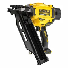 This cordless framing nailer operates on a 20V MAX* XR® Li-Ion battery (sold separately) and drives 21° plastic strip-collated nails. It features a combination sequential/bump fire mode for framing, sheathing, and truss work. The tool-only unit is compatible with DEWALT 20V MAX* batteries.