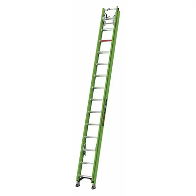 LITTLE GIANT 28 ft Fiberglass Extension Ladder with V-Rung, 375 lb Capacity - Cable Grab Non-Conductive Fiberglass Extension Ladders