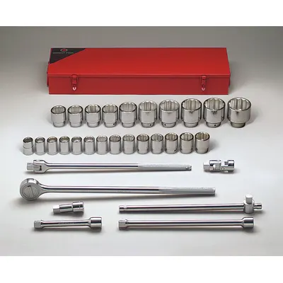 WRIGHT TOOL Socket Wrench Set: 3/4 in Drive, 31 Piece, 12-Point, SAE - SAE Socket Sets with Drive Tools