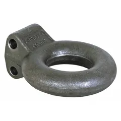 Steel lunette ring with 6-1/4 in ring diameter and 8 in overall length. Used for connecting trailers to tow vehicles in heavy-duty towing applications.