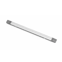 LED linear vapor-tight light fixture delivering 6500 lumens at 4000K with 50 W power consumption. Operates on 110 to 277V AC and features an IP66 ingress protection rating with a polycarbonate housing. Suitable for wet or dusty locations such as parking garages, food processing plants, and wash-down areas