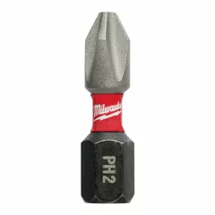 This 1-inch impact bit features a #2 Phillips (PH2) tip and hex drive, designed for use with impact drivers and power tools. Suitable for driving screws into wood, drywall, and light metal in construction and assembly applications.