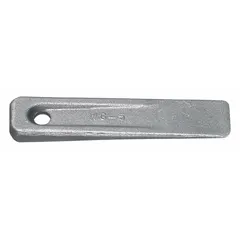 This set-up wedge is 6 inches long and 1-1/4 inches wide, with a maximum height of 3/4 inch. Made from corrosion-resistant steel, it is used for precision alignment and leveling of machinery and equipment in industrial setups.