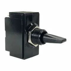 Panel-mount toggle switch with DPDT configuration and 3-position On/Off/On function. Features 6 screw terminals, rated 20 A at 277 V AC and 2 hp at 250 V AC. Suitable for industrial control panels, HVAC equipment, pumps, and machinery requiring maintained switching.