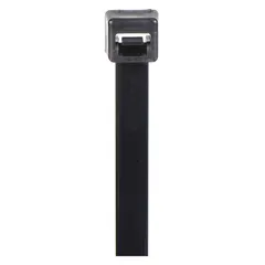 Black nylon cable ties for bundling and securing wires, cables, and hoses. Each tie has a 12-inch nominal length, 0.19-inch width, and 3 1/4-inch maximum bundle diameter. Suitable for outdoor use. Pack of 500.