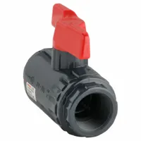 ASAHI Manual Two-Way Ball Valve: 1 1/4 in, PVC, Straight, 150 psi Max. Pressure (CWP), One-Piece (MPN 161071012)