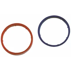 This plastic faucet index ring is designed for cold handle types, featuring a red color index to indicate cold water. It is suitable for use in residential or commercial plumbing applications where handle identification is required.