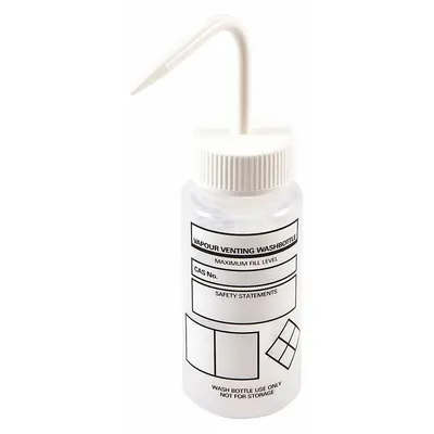 DYNALON Wash Bottle: 250 mL, Write-On, White, Wide, Std Spout Spout, Colorless - Wide Mouthed Standard Spout Wash Bottles
