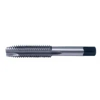 Oversized spiral-point tap for through-hole threading. Features M5x0.8 metric thread, D11 overall length, 3 flutes, and plug chamfer. Spiral-point design pushes chips forward, suitable for production tapping in steel and aluminum