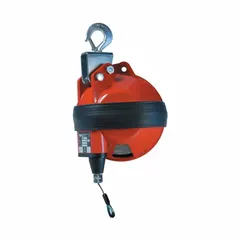 Aluminum swiveling tool balancer with 9.8 ft cable length and 55 lb maximum tool weight. Designed for suspending and counterbalancing heavy tools in assembly, manufacturing, and maintenance environments to reduce operator fatigue and improve safety.