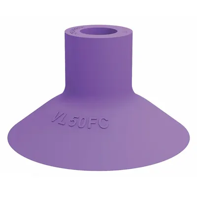 PIAB Vacuum Pad: Plain Pad without Adapter, 50 mm Pad Dia, Thermoplastic Elastomer - Flat Type Packaging Industry Vacuum Pads