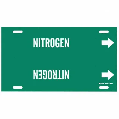 BRADY Pipe Marker: Nitrogen, Green, White, Fits 8 to 9 7/8 in Pipe O.D., 1 Pipe Markers - Nitrogen Strap-On Pipe Markers