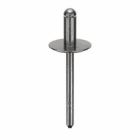 Open-end blind rivet with 0.183" diameter, 1 3/4" overall length, and 27/64" body length. Large flange design provides increased load distribution for sheet metal joining and metal fabrication. Supplied in a 250-piece pack