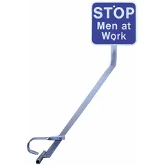 High Intensity Prismatic (HIP) retroreflective grade sign on a 40-inch aluminum stand with clamp mounting. Designed for temporary railroad work zone warnings, the 40-inch mast height range suits rail-side placement. Includes support for the sign.