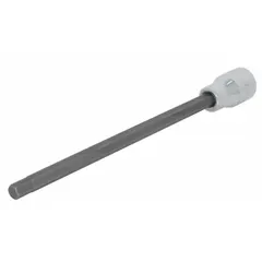 This hex bit socket features a 3/8 in hex tip and a 7-5/8 in overall length. Designed for use with 1/2 in drive tools, it is suitable for driving hex fasteners in automotive, machinery, and industrial applications.