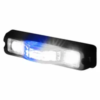 This CODE 3 warning light is a blue/white LED area light with a clear lens, designed for permanent installation on emergency vehicles. It operates on 12-24V DC, consumes 11 watts, and offers 69 selectable flash patterns for high-visibility warning in low-light conditions. Suitable for scene lighting on police, fire, and rescue vehicles