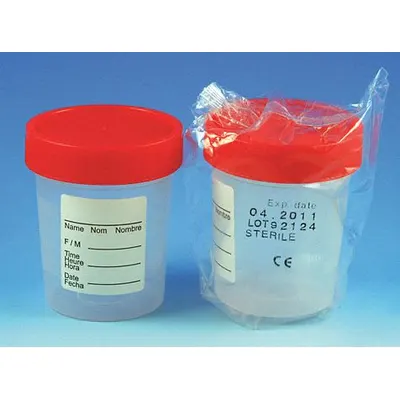 GLOBE SCIENTIFIC Collection Cup: 4 fl oz Capacity - oz, 118 mL Capacity - mL, Sterile - Sterile Medical Specimen Containers