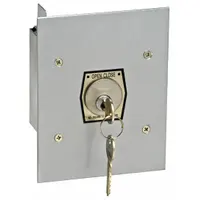 Keyed garage door opener station with momentary contacts for Open-Close control. Designed for outdoor flush-mount installation. Includes back box. Used for key-operated control of gate operators in commercial or residential settings