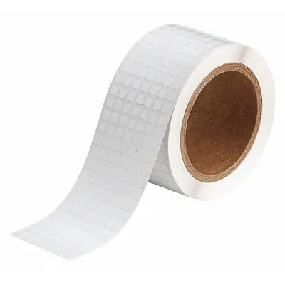 BRADY Pre-Cut Label Stock Roll: 1/4 in x 1/4 in, 1/4 in, Polyester, White (Gloss) - Brady Precut Label Rolls