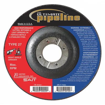 UNITED ABRASIVES-SAIT 9" x 1/8" x 5/8"-11 Type 27 Zirconia - High-Performance Combination Wheels for Pipelines