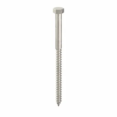 FOREVERBOLT Hex Head Lag Screw: 1/4 in Size, 4 in Lg, Stainless Steel, NL-19 - 18-8 Stainless Steel Hex Head Lag Screws