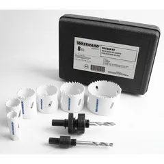 This 8-piece hole saw kit is designed for cutting through multi-material surfaces including wood, metal, and plastic. The bi-metal construction with 4/6 teeth per inch provides efficient cutting, while the maximum cutting depth of 1-1/2 inches accommodates common material thicknesses. Suitable for applications such as electrical, plumbing, and HVAC installations.