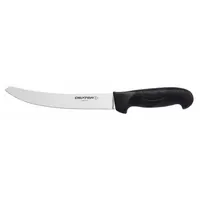 Breaking knife with a narrow 13 in steel blade and black polypropylene handle. Part of the Sofgrip sub-brand. NSF Certified. Used in meat processing for breaking down carcasses and separating primal cuts