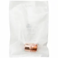 This wrot copper adapter connects 1 in CTS copper tube to 1 in male NPT threaded pipe. The cup end accepts sweat-soldered joints, while the MNPT end threads into female fittings. Clean and bagged for immediate use in plumbing and HVAC systems