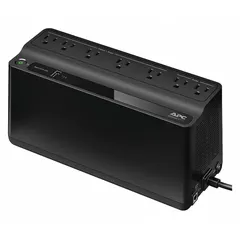 Single-phase standby UPS providing backup power and surge protection for connected equipment during outages or voltage fluctuations. Rated at 600 VA with 120 V input and 120 V output. Suitable for computers, networking gear, and peripherals in home offices or small business environments.