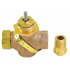 Hydronic globe valve for regulating water flow in HVAC heating and cooling systems. Suitable for use in commercial buildings, district energy plants, and industrial process loops. Part number VB-7211-0-4-4.