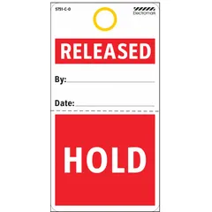 White cardstock rectangular tag, 5 3/4 in Ht x 3 in Wd, printed in English. Designed for indoor use. Pack of 25. Suitable for general identification and warning applications where a header is not required.