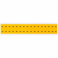 Individual character label with a black Gothic dash on a yellow background. Suitable for indoor/outdoor use, non-reflective. Used for custom identification on pipes, panels, or equipment where a dash symbol is needed.