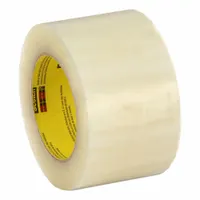 SCOTCH 373+ is a clear hot melt packing tape designed for sealing recycled boxes. With a thickness of 2.5 mil, it provides strong adhesion on corrugated surfaces. This tape is supplied in a 2 7/8 in x 110 yd roll, suitable for industrial packaging, shipping, and warehousing applications