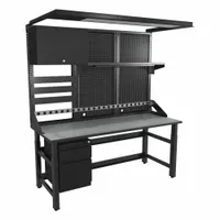 This open-frame workstation provides a 72-inch wide, 86-inch tall platform for industrial computing equipment. It includes one shelf for supporting monitors or peripherals and has no display mounts. Suitable for factory floors, control rooms, and maintenance areas