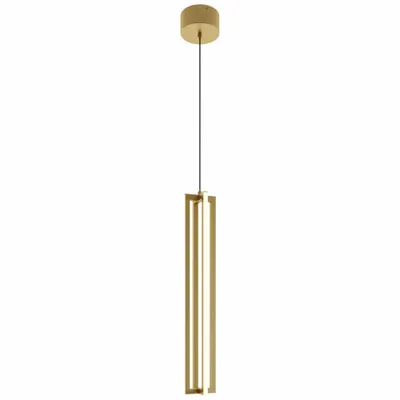 AFX INC. LEDPendant: 4 in Dia, 24 in Ht, Gold, 2,400 lm, 3000K, 25 W, 120V AC - Cass Pendant Lights