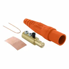 This LEVITON male plug from the 16 Series features a double set screw termination for secure cable connections. Rated 400 A at 600V AC/600V DC, it is suited for high-current industrial power distribution and equipment connections.