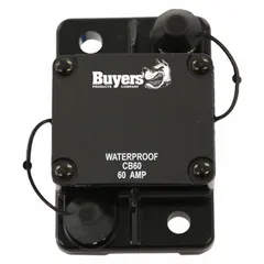 Surface mount automotive circuit breaker from the CB series. Rated for 42V DC systems with an interrupt rating of 60 A. Features stud terminal connections. Suitable for overcurrent protection in high-current automotive and industrial applications.