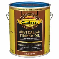 This exterior oil-based wood stain is transparent with a flat sheen in Jarrah Brown color. It is formulated for use on exterior wood surfaces such as decks, fences, and siding. Supplied in a 1-gallon container