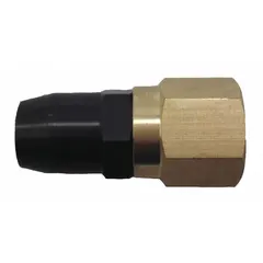 Straight push-on, single-head tire chuck with 1/4 in FNPT connection. Steel construction. Used for inflating tires in automotive, industrial, and fleet maintenance settings.