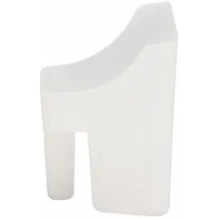 This measuring cup has a 3-quart fluid capacity and is made of white polyethylene. It is designed without a pour spout for general industrial fluid handling tasks such as measuring and transferring liquids in maintenance and chemical mixing applications.