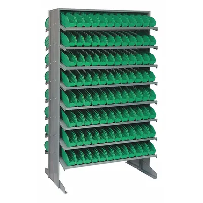 QUANTUM STORAGE SYSTEMS Pick Rack: 36 in x 24 in x 60 in, 2 Usable Sides, 16 Shelves - Metal Stationary Pick Racks with Open-Front Bins
