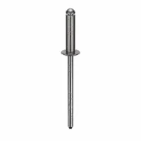 Steel large flange blind rivet with 0.122-inch diameter, 1/2-inch body length, and 1 19/32-inch overall length. Designed for inch-system applications where access is limited to one side. The large flange distributes load over a wider area, providing enhanced pull-through resistance in thin materials. Supplied in a 500-piece pack