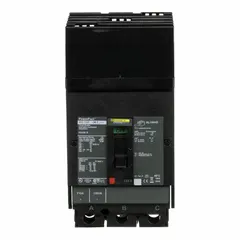 This 3-pole molded case circuit breaker is rated 110 A at 600 V AC with a maximum interrupting rating of 65 kA at 240 V AC. It features a fixed instantaneous trip, lug terminals, and ABC phase connection. Designed for use in I-Line panelboards for overcurrent protection in power distribution systems.