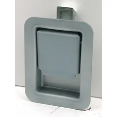 This steel paddle latch in silver finish is designed for use on truck boxes. It provides a secure closure for vehicle storage compartments. Overall height is 4-3/4 inches. Suitable for fleet and vehicle maintenance applications.