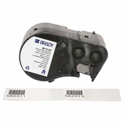 BRADY Combined Label and Ribbon Cartridge: Rectangle, 1 in x 2 5/8 in - Brady Thermal Transfer Precut Label Roll Cartridges