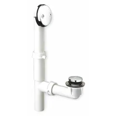 Plastic Bathtub Drain & Overflow Kit, Chrome, 1-1/2 in Dia, 3-1/8 in Ht, Pop Up, Slip Connection