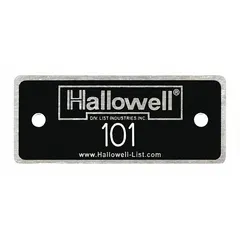 Set of 100 aluminum number plates, each measuring 2 3/8 in x 1 in, numbered 101 to 200. Black background with white lettering for high contrast. Used for labeling bins, shelves, machines, or tool cribs in warehouses, factories, and maintenance facilities.