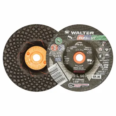 WALTER SURFACE TECHNOLOGIES Depressed Center Grinding Wheel: Type 29, 5" x 1/4" x 5/8"-11 - General Purpose Grinding Wheels for Carbon & Stainless Steel