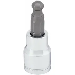 Ball-end hex bit socket with a 7 mm hex tip and fixed insert design. Overall length of 1 3/4 inches. Used for driving hex-head fasteners at an angle in applications where straight access is limited.