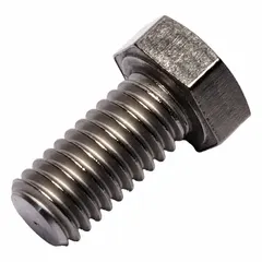 Grade 2 titanium hex head cap screw with plain finish, 3/8"-16 UNC threads, 3/4 inch length, fully threaded. Conforms to ASME B18.2.1 dimensional and material quality standards. Suitable for applications requiring corrosion resistance and lightweight fastening, such as in chemical processing, marine, and aerospace assemblies.